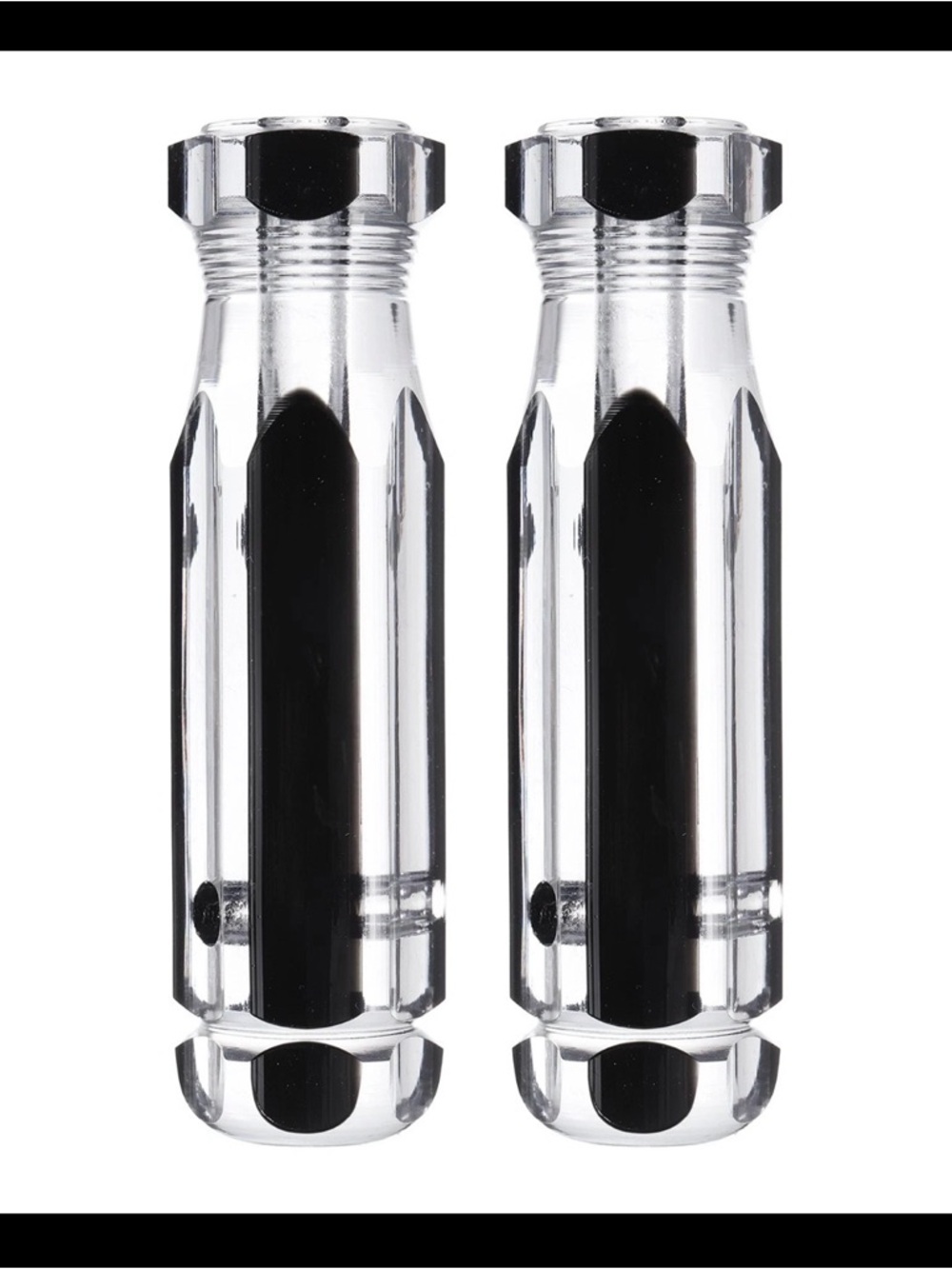 2pcs Pre-Drilled Blank Screwdriver Handles 6.3mm Hole 103mm Length, Clear Black